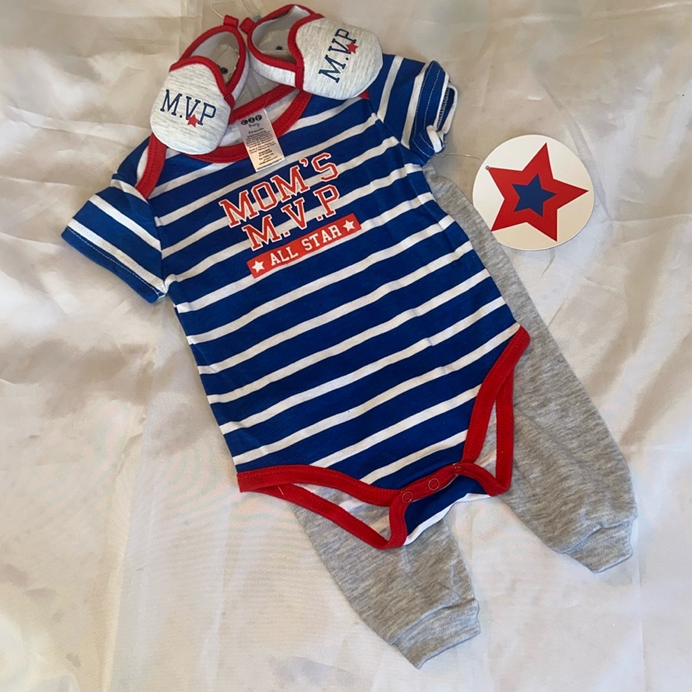 CJP Baby all-star infant boy 3pc pant set Baseball MVP Sports NWT